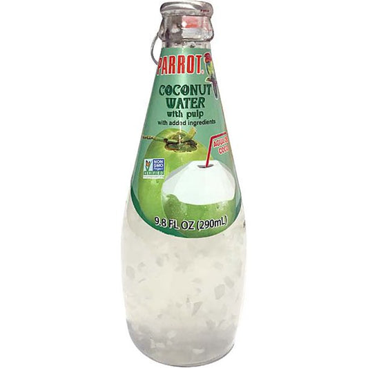 Parrot Coconut Water with pulp 9.8oz glass- PICK UP ONLY