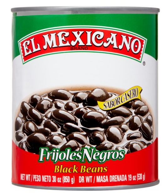El Mexicano Whole Black Beans Lata 29oz